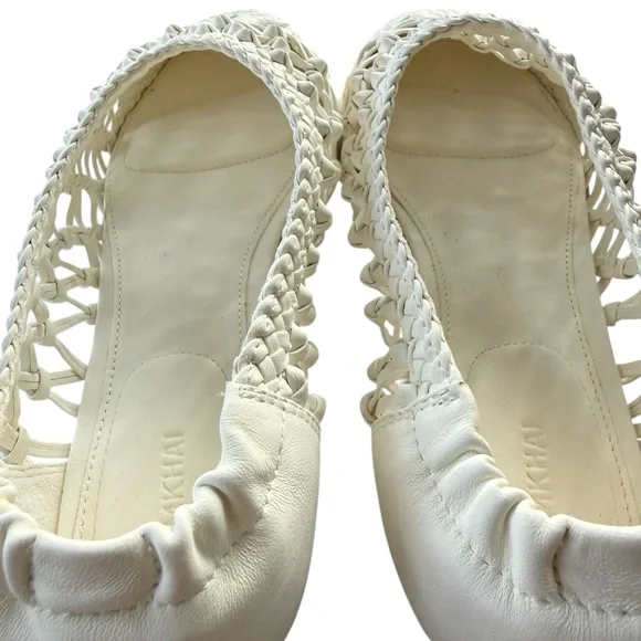SIMKHAI Eden Woven Leather Ballet Flats in Ivory Women’s Size 10.5 - Picture 4 of 11